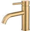 VALAZ Rubinetto Bagno Lavabo Dorato Spazzolato Protezione PVD | Miscelatore Lavabo Bagno Acqua Fredda e Calda, Risparmio Acqua | Installazione Facile | Ottone, Inossidabile, Elegante, Serie Jabalón