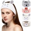 Chuangdi 4 Pezzi Fasce per il Trucco Spa Fascia per Lavare il Viso Fascia per Capelli in Pile Corallo con Orecchie di Animali di Peluche Fascia per Capelli da Doccia per Donne (Stile Adorabile)