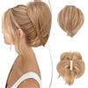 SEGO Chignon Capelli con Pinza Coda Cavallo Capelli Extension Posticci per Capelli Extension Coda Sintetica Ondulato Finti Posticci Messy Hair Bun con Filo di Metallo flessibile Biondo Medio