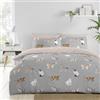 Fusion - Copripiumino grigio gatto - Letto singolo (140 x 200 cm) - Design reversibile (beige e grigio) - Copripiumino stampa zampa - Regali per donne - Siamese, Persiano, Ragdoll e gatti neri