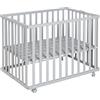 roba Box Pieghevole 74 x 100 cm, Evolutivo e Salvaspazio, Altezza Regolabile su 2 Livelli, 4 Ruote con Freni, Legno Laccato Grigio