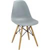 Arredare no Problem Sedia MOMO colore Grigio, Conf. 4 pezzi, Struttura in polipropilene, Gambe in legno, 54x46xh.82