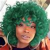 PORSMEER Parrucca Afro nere marrone colore ricci capelli con frangia sintetico naturale africana corta in capelli ricci sintetici per donne nere 14 pollici