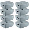 IDEA HOME Set di 8 Scatola di Immagazzinaggio - Contenitori di Plastica per lo Stoccaggio - Scatola di Plastica Organizzatore Cestini - Scatole con Coperchio per il Bagno Scaffale 19L, Blu