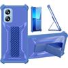 bojioderf Custodia per Blackview A52 Pro Cover Custodia Case Ibrida [Con protezione dello schermo in vetro temperato] [supporto magnetico pieghevole] [resistente alle impronte digitali smerigliato] Blu