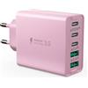 nongxiang Caricatore USB, Bloc de charge 5 ports, Presa USB C Multipla Caricatore USB Multiplo PD&QC3.0, Caricatore rapido PD 20W, spina di ricarica di tipo C, compatibile con iPhone/Samsung/Tablet (Rosa)