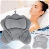 YIYADI Cuscino da Bagno,Cuscino Vasca da Bagno 4D Mesh,Cuscini Poggiatesta da Vasca con 6 Ventose Antiscivolo per Vasca da Bagno,Spa Domestica Bagno accessori per vasca da bagno,Grigio