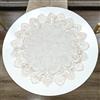 URROMA Tovaglia Rotonda in Lino, 1 Pezzo, Beige con Bordo in Pizzo, Lavabile, Decorazione per Tavolo da Pranzo e Cucina, 60 x 60 cm