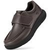 FitVille Scarpe Uomo Diabetici Pianta Larga Mocassini in Pelle Extra Larghi Scarpe Uomo Casual con Strappo per Piedi Gonfi da Lavoro Marrone 41 EU X-Larga