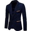 Beokeuioe Giacca da uomo con colletto alto, con bottoni, casual, casual, vestibilità casual, giacca da uomo per giacca in velluto a coste, blazer in corda, vestibilità regolare, B Marine, XXXL