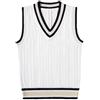 biJerou Maglione da uomo senza maniche - Waistcoat Wool Knitting Sweater Gilet - Scollo a V - Maglione invernale - senza maniche oversize maglione caldo, bianco, XXL