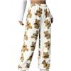 OVARA Pantaloni pigiama da donna con orso, in pile morbido, pantaloni da salotto da donna, caldi e comodi, in flanella, carini anime, pigiama, biancheria da notte, 2-bianco, M