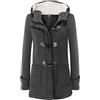 DOGZI Cappotto in lana da donna Trench invernale casual con cappuccio classico capispalla vintage elegante giacca calda taglie forti cappotto a maniche lunghe di media lunghezza, 1 grigio scuro., L