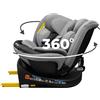 KidsZone Seggiolino Auto 0-36 kg Isofix - Seggiolino per Bambini i-Size 40-150cm Gruppo 0+/1/2/3 - Seggiolino Auto Girevole 360 - Reclinabile 8 Posizioni, Regolazione Poggiatesta 24 cm