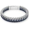 Dada Gioielli - Bracciale Uomo Acciaio Inox e Vera Pelle Impermeabile Blu, Nero o Marrone, Idea Regalo Compleanno lunghezza regolabile (Blu)
