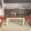 DEGHI Tavolo allungabile 140-190x80 cm bianco con top effetto parquet scuro - Amigo