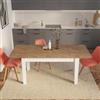 DEGHI Tavolo allungabile 140-190x80 cm bianco con top effetto parquet chiaro - Amigo