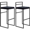 HOMCOM Set di 2 sedie Alte, sgabelli da Bar, Altezza 74 cm, Strucuture in Acciaio, Cuscino di seduta in Velluto, Poggiapiedi, Sedie da Bar, Stile Moderno Elegante, Nero