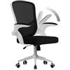 naspaluro Sedia da Ufficio,Sedie Scrivania Ergonomica Con Braccioli Ribaltabili a 90°,Poltrona Ufficio Lombare, Rivestimento in Rete Traspirante, Sedia Girevole a 360° Con Funzione Swing,Blanc