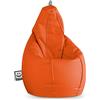 Happers Pouf Poltrona a Sacco Similpelle per uso Interno Arancione XL