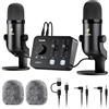 TONOR Microfono ASMR Equipment Bundle, Microfono a Doppio Condensatore con Interfaccia Audio, Audio 3D Immersivo, Suono Nitido, Controllo del Volume, Set per ASMR, Podcast, Registrazione, Nero