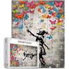 Tucocoo Butterfly Street Art, Puzzle da 1000 pezzi per adulti, puzzle Banksy Little Girl per impegnativi giochi di attività in famiglia, puzzle colorato, per regali decorativi per la casa, 50 x 68 cm