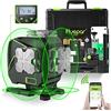 Huepar S03DG 3x360 ° Livella Laser Autolivellante con Schermo LCD, 3D Bluetooth Connesso Green Raggio Cross Line Strumento Per Pavimenti in Piastrelle -Linea Laser Orizzontale/Verticale a 360 °