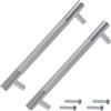 Aerzetix - C41500 - Set di 2 maniglie per porte mobili interasse 128mm - armadio cassetto design arredamento cucina soggiorno assemblaggio - in metallo e plastica - finitura cromo/argento opaco