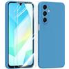 MIKULLE Cover in Silicone per Samsung Galaxy A16 5G / 4G con 2 Pellicola Vetro Temperato, Custodia Morbido Silicone Ultra Sottile Liquida TPU Antiurto AntiGraffio Case - Blu