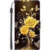EuoDuo Compatibile con Samsung Galaxy S22 Ultra Portafoglio Cover con Disegni Custodia Flip Libro in PU Pelle Magnetica TPU Bumper Caso Completa Protettiva - Rosa d'oro