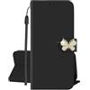 SEHEYA Cover per Realme Note 50 4G / Realme C51 4G Pieghevoli Libretto Brillantini Farfalla Strass di Cristallo Custodia Libro in PU Pelle 3 Tasche Magnetica Folio Caso, Nero