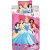 Jerry Fabrics Parure da letto Principesse Disney Hearts, 100% cotone, copripiumino reversibile 140 x 200 cm + federa 65 x 65 cm, con Ariel, Jasmine, Cenerentola, Bella e Biancaneve