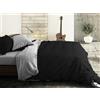 Riad Arredo Set Copripiumino Morbido 100% Puro Cotone Italiano Tinta Unita - Parure Double Face Sacco Piumino con Federe Made in Italy (Nero - Grigio, Singolo 150x240 + 1 federa 52x82)