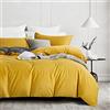 Gezu Parure da letto 240 x 260 cm, colore: giallo senape e grigio, set copripiumino matrimoniale reversibile con 2 federe 65 x 65 cm con cerniera