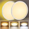 COFEMY Plafoniera a LED 24 W 3000 K/4000 K/6500 K, luce notturna calda 2000 K, lampada ultra sottile semplice e moderna per camera/camera dei bambini/soggiorno/balcone/cantina/corridoio, Ø30 cm 2PC
