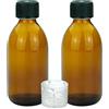 Devitre 2 bottiglie di vetro marrone da 250 ml con coperchio misurino e etichette per scrivere