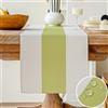 Vorysum Runner Tavolo Moderno Poliestere Impermeabile Tovaglia Antimacchia Runner Effetto Lino Lavabile Decorazione Tavolo da Pranzo Sala da Pranzo, Feste, Festival Matrimoni (Verde, 33x120cm )