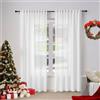 WOLTU Tenda Scorrevole con Nastro a Balze, Effetto Lino, Tenda per Finestra Moderna in Lino Semitrasparente in Voile, per Soggiorno Camera da Letto, 135 x 225 cm, Bianco