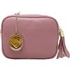 Chicca Borse Tracollina Borsa Donna in Pelle Italiana Trama Dollaro Borsetta a Spalla (Rosa Antico)