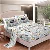 Loussiesd Parure di lenzuola per letto king size da 4 pezzi, con lenzuolo con angoli, motivo con disegni di dinosauri in stile fumetto, per bambini e bambine