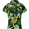 King Kameha Funky-Bluse-Camicie-Hawaiana, Manica-Corta, Pineapple-Leaves, Nero, 3XL