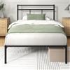 Zinus Elias Letto Singolo 80x190 cm - Letto 80x190 - Durevole base in metallo con testata - Altezza 30cm - Rete a doghe in metallo inclusa - Spazio di archiviazione sottostante - Design moderno - Nero