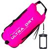 Ultra Dry Adventurer Boa galleggiante da nuoto altamente visibile con cintura regolabile in vita, cinghia per il trasporto, custodia impermeabile per telefono per acque libere, sport acquatici, nuoto, 28 l, rosa