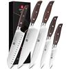 XINZUO Set di Coltelli da Cucina Acciaio Inossidabile Tedesco 1.4116 | Professionale 5 Pezzi Set di Coltelli da Cuoco -Coltello da Chef Santoku Affettare Universali Frutta -Manico Red Sandalwood