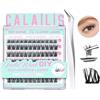 CALAILIS Ciglia autoadesiva 72 Pezzi D Curl Printing on No Glue Required Ciglia Singola Pre-Glued Riutilizzabile Glue Free Eyelash Cluster Set con Pinzette per Principianti (ZBP10)