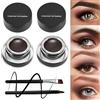 Boobeen 2 Colors Liner Eyeliner Gel Waterproof - Colori per sopracciglia Formula Gel a lunga durata - Set per il trucco degli occhi con 2 Pack di pennello per eyeliner e pennello per sopracciglia