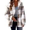 BIISDOST Teddy - Cappotto in pile da donna a quadri, con cappuccio, caldo, giacca invernale in pile, a scacchi, con bottoni, in pile, taglie grandi, per l'inverno, cachi, XXL