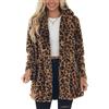 PLbSe Cappotto cardigan da donna oversize in pelliccia sintetica leopardato aperto sul davanti, Marrone, XXX-Large