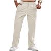 Ruamilyy Pantaloni in velluto a coste da uomo, casual, leggeri, elasticizzati, in vita morbida, comodi, con tasche, imbottiti, tinta unita, bianco, L