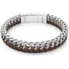 Dada Gioielli - Bracciale Uomo Acciaio Inox e Vera Pelle Impermeabile Blu, Nero o Marrone, Idea Regalo Compleanno lunghezza regolabile (Marrone)